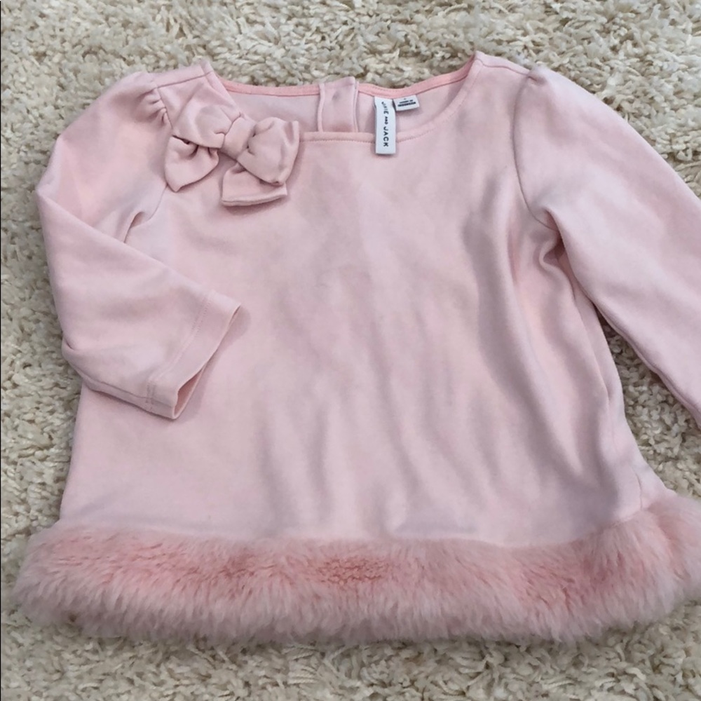 Janie and Jack Long Sleeve Top with Fur Trim